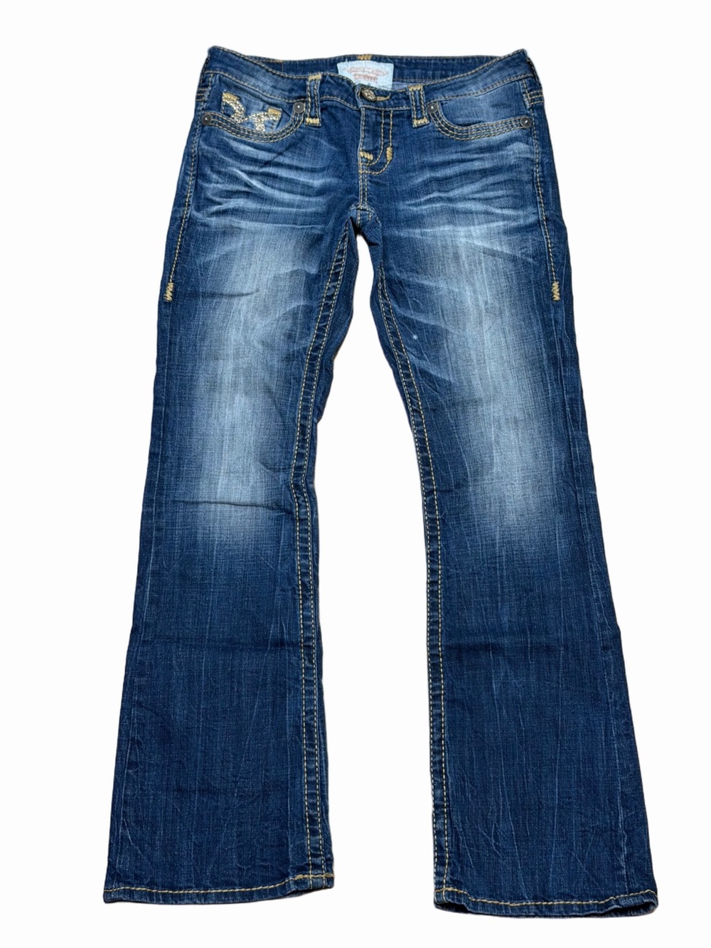 Big Star Liv Boot Women’s 28R Medium Wash Low Rise Bootcut Distressed Jeans